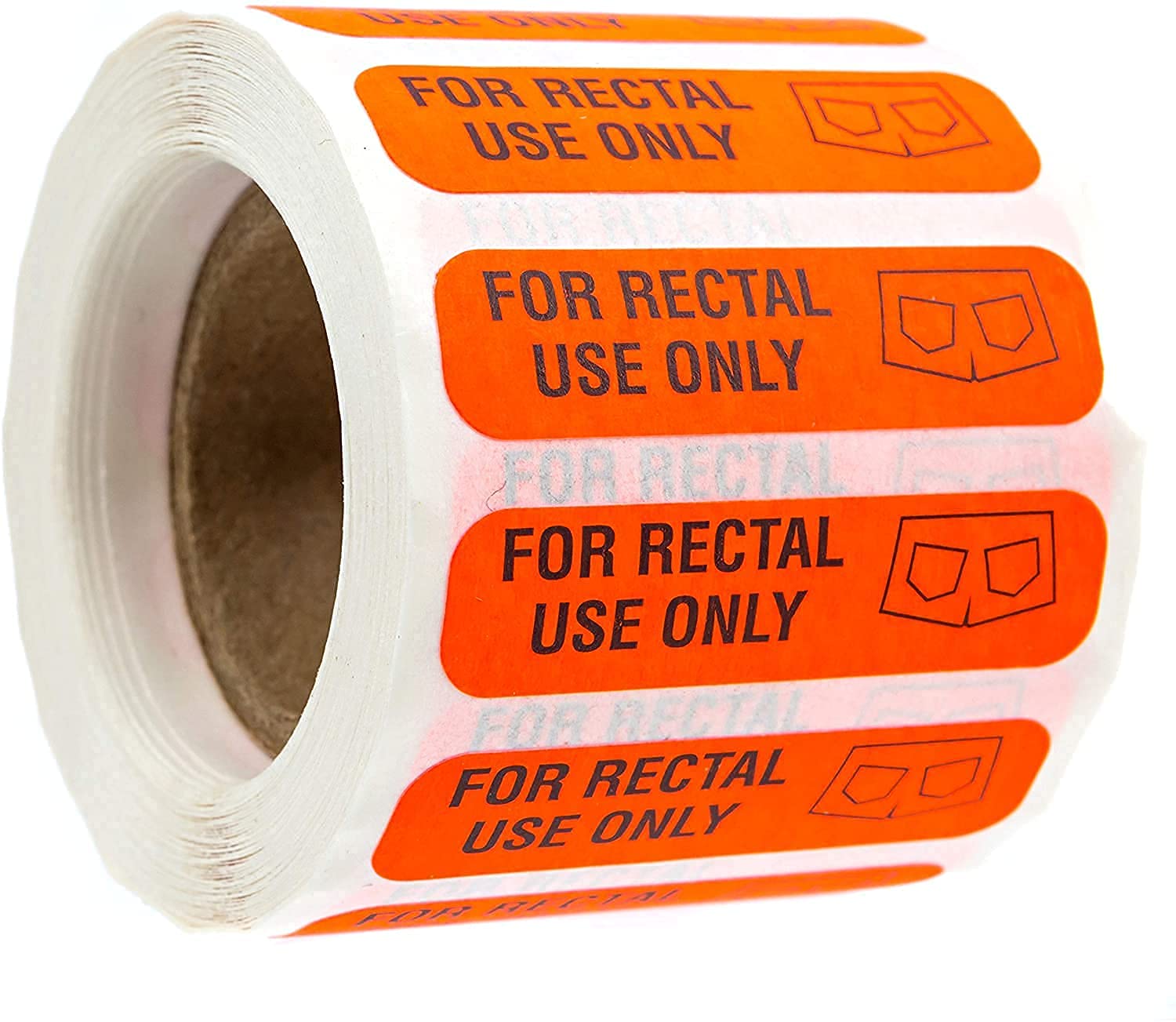 Red For Rectal Use Only Stickers / 500 Small Labels / 0.375' X 1.5' Fluorescent Red Permanent Adhesive Sticker